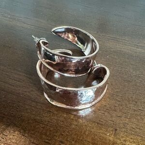 Ippolita 925 Rose Gold Vermeil Hammered Goddess Hoop Earrings